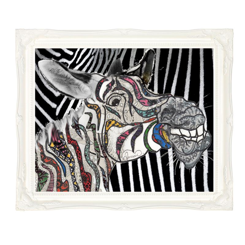 Tableau cadre blanc Zebr'ArtCJs