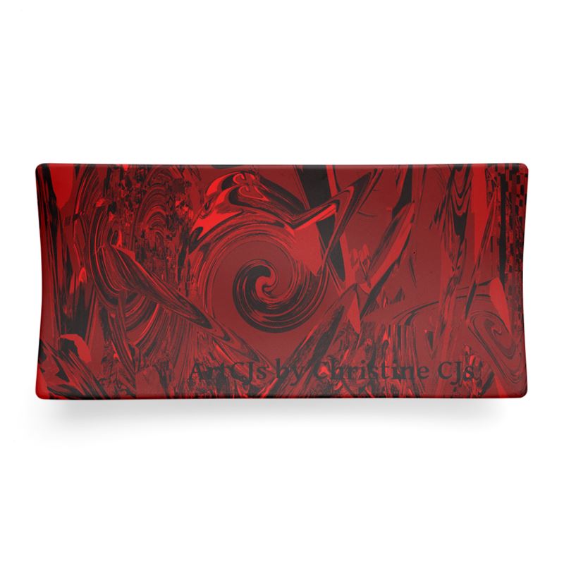 Pacific Red Black : Assiette rectangulaire courbée